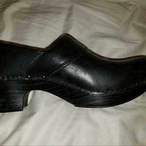 Dansko Prima black leather clogs